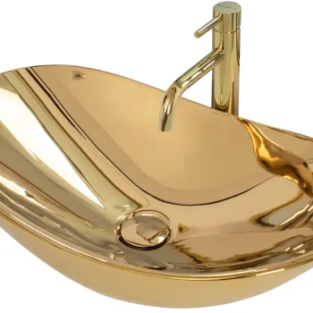 Lavoar oval Rea Royal, auriu lucios, 60 x 36 cm imagine