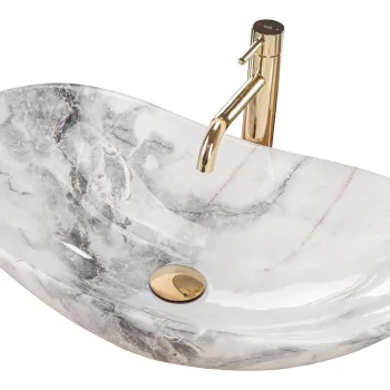 Lavoar oval Rea Royal, imitatie piatra, 62,5 x 36 cm imagine