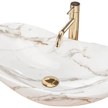 Lavoar oval Rea Royal,  imitatie piatra, 62,5 x 36 cm imagine