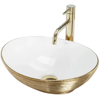 Lavoar oval Rea Sofia, alb auriu, 41 x 34.5 cm imagine
