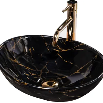 Lavoar oval Rea Sofia, imitatie piatra, 41 x 34,5 cm imagine