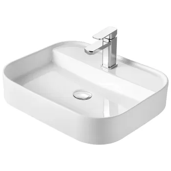 Lavoar pe blat alb, dreptunghiular, 55 cm, Fluminia Juno imagine
