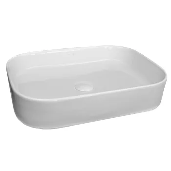 Lavoar pe blat alb lucios 55 cm, dreptunghiular, Fluminia Capri imagine