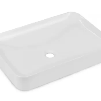 Lavoar pe blat alb lucios 60 cm, dreptunghiular, Deante Tess imagine