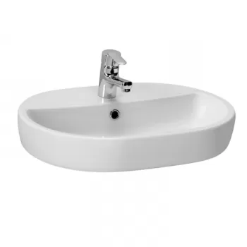 Lavoar pe blat alb lucios 60 cm, oval, Cersanit Caspia imagine