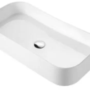 Lavoar pe blat alb lucios 75 cm, dreptunghiular, Fluminia Capri imagine