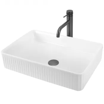 Lavoar pe blat alb lucios, dreptunghiular, cu riflaje 3D, Rea Fiorella imagine