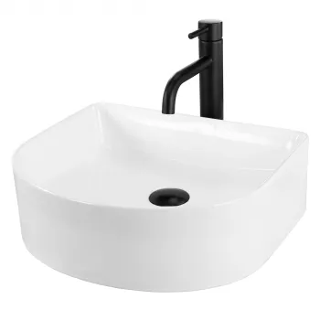 Lavoar pe blat alb lucios, forma semicirculara 40 cm, Rea Clara imagine