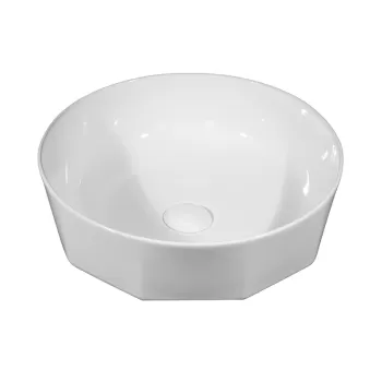 Lavoar pe blat alb lucios, rotund, 42 cm, Fluminia Cupido, cu baza poligonala imagine