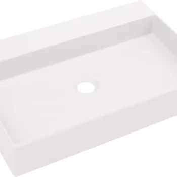 Lavoar pe blat alb mat din compozit 60 cm, dreptunghiular, Deante Correo imagine