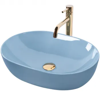 Lavoar pe blat albastru lucios, oval 49 cm, Rea Lisa imagine