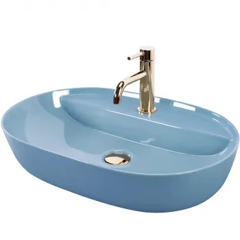 Lavoar pe blat albastru lucios, oval 61 cm, Rea Aura imagine