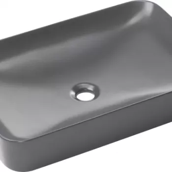 Lavoar pe blat antracit mat 60 cm, dreptunghiular, Deante Tess imagine