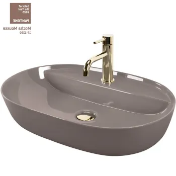 Lavoar pe blat, bej lucios, oval 61 cm, Rea Aura imagine