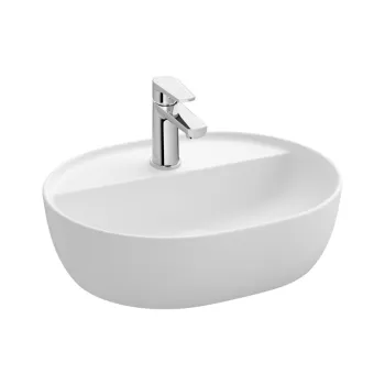Lavoar pe blat, ceramica alba, oval, 50x40x14.5 cm, Cersanit Moduo imagine