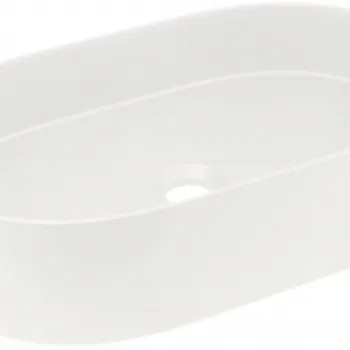 Lavoar pe blat compozit alb Deante Silia, oval, 55 cm imagine