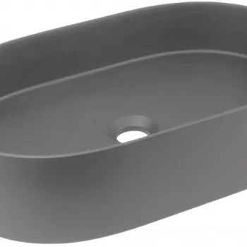 Lavoar pe blat compozit antracit Deante Silia, oval, 55 cm imagine