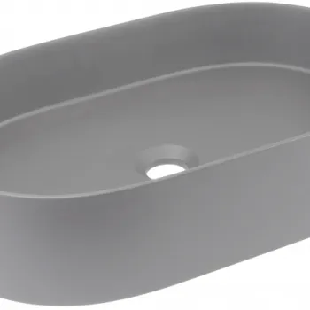 Lavoar pe blat compozit gri Deante Silia, oval, 55 cm imagine