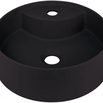 Lavoar pe blat compozit negru Deante Silia cu orificiu baterie, 36 cm imagine