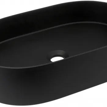 Lavoar pe blat compozit negru Deante Silia, oval, 55 cm imagine