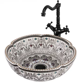 Lavoar pe blat cu design boem, rotund, Rea Asanti imagine