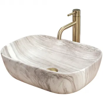 Lavoar pe blat cu imitatie piatra, deptunghiular 46 cm, Rea Belinda Ash imagine