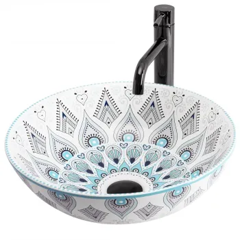 Lavoar pe blat cu model oriental, rotund 40 cm, Rea Mandala imagine