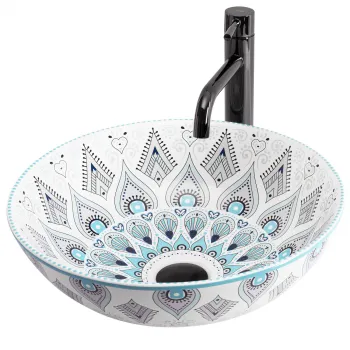 Lavoar pe blat cu model oriental, rotund 40 cm, Rea Mandala imagine