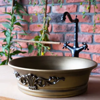 Lavoar pe blat cupru periat, rotund 43,5 cm, Rea Betty imagine