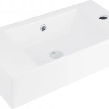 Lavoar pe blat Deante Hiacynt New, orificiu baterie stanga, alb lucios, 51 cm imagine