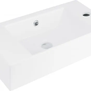 Lavoar pe blat Deante Hiacynt New, orificiu baterie stanga, alb lucios, 51 cm imagine