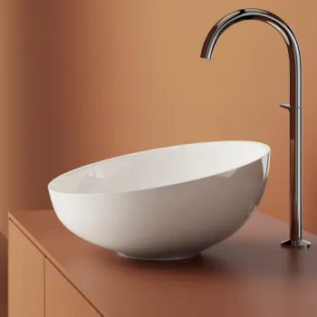 Lavoar pe blat din compozit, 38x37.4x17x9 cm, alb mat, interior lucios, Foglia Riviera imagine
