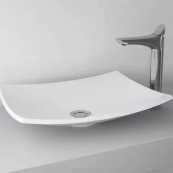 Lavoar pe blat  din compozit, 50 x 40 cm, alb lucios, dreptunghiular, Foglia Natura imagine