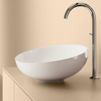 Lavoar pe blat din compozit, 50x37.6x17.9 cm, alb mat, interior lucios, Foglia Riviera imagine