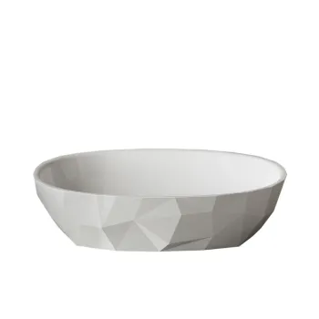 Lavoar pe blat din compozit alb mat lucios 56 cm, oval, 3D, Marmite Lima imagine