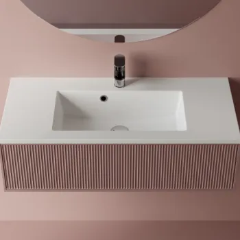 Lavoar pe blat, din compozit lucios, dreptunghiular, 90 x 40 cm, Foglia Jade imagine