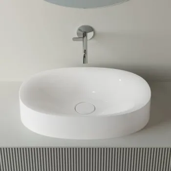 Lavoar pe blat, din compozit lucios, oval, 40.4x60.4x12.1 cm, Foglia Soho imagine