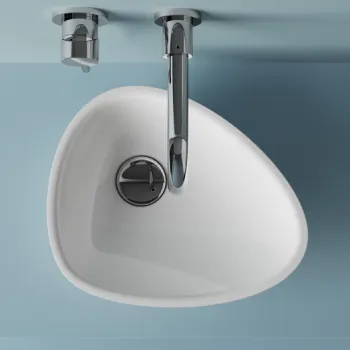 Lavoar pe blat, din compozit, oval, 28.5x33.5x10.2 cm, alb lucios, Foglia Oro imagine
