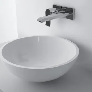 Lavoar pe blat, din compozit, rotund, 42x42x16 cm, alb lucios, Foglia Navona imagine