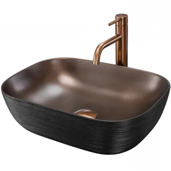Lavoar pe blat dreptunghiular, negru cupru 46 cm, Rea Belinda imagine