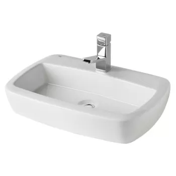 Lavoar pe blat Gala Eos 60 cm, dreptunghiular, cu orificiu baterie, alb imagine