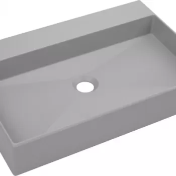 Lavoar pe blat gri mat din compozit 60 cm, dreptunghiular, Deante Correo imagine