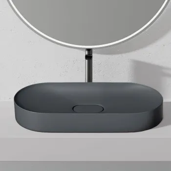 Lavoar pe blat gri mat, oval 71 cm, Rea Iris imagine