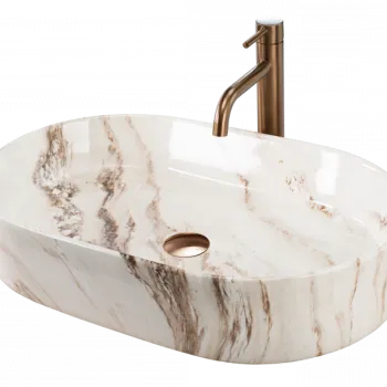 Lavoar pe blat, imitatie piatra, oval 60 cm, Rea Nadia imagine