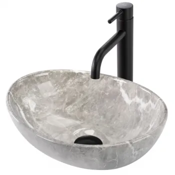 Lavoar pe blat, imitatie piatra, oval, Rea Sofia Mini imagine