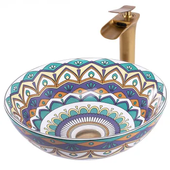 Lavoar pe blat multicolor, rotund, Rea Aztec imagine