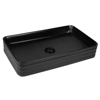 Lavoar pe blat negru mat 68 cm, dreptunghiular, Fluminia My Black Square imagine