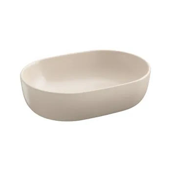 Lavoar pe blat oval, ceramica bej mat, 50x35.5 cm, Cersanit Moduo imagine