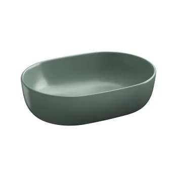 Lavoar pe blat oval, ceramica verde mat, 50x35.5 cm, Cersanit Moduo imagine