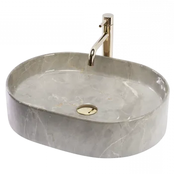 Lavoar pe blat oval, imitatie piatra, 50 cm, Rea Nadia imagine